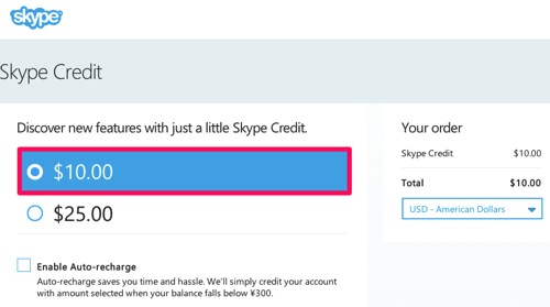 Skype Buy Skype Credit USD