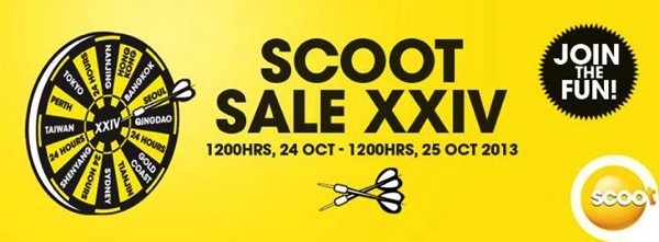 Scoot 10月24日(木)13時よりセールを開始！24ドル／片道セールの可能性も