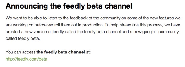 Announcing the feedly beta channel Building Feedly