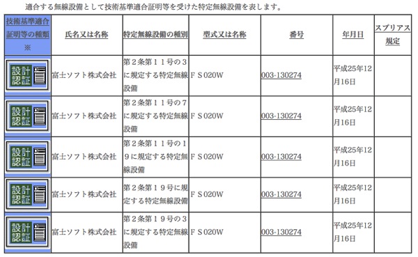 総務省 電波利用ホームページ 技術基準適合証明等を受けた機器の検索