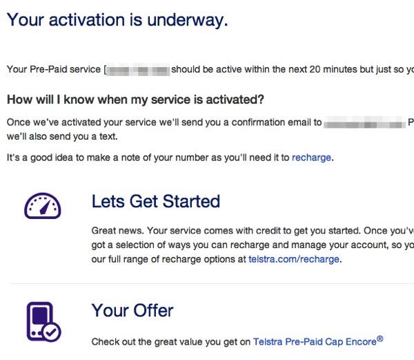 Telstra Pre Paid Activation