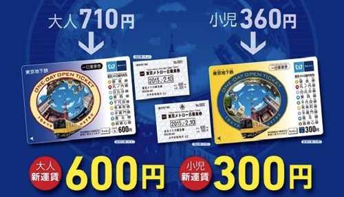 東京メトロ、1日乗車券を710円 ⇒ 600円に価格改定 – 2月10日より