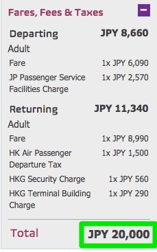 往復総額は20,000円