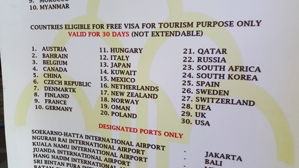 ビザ免除が実施されたジャカルタ・スカルノハッタ空港での入国方法メモ