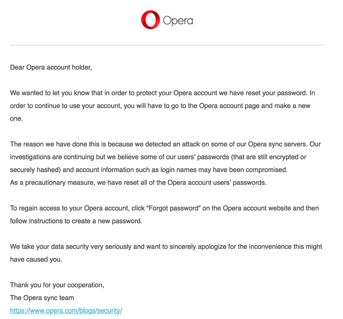 Opera：Opera syncにハッキング被害