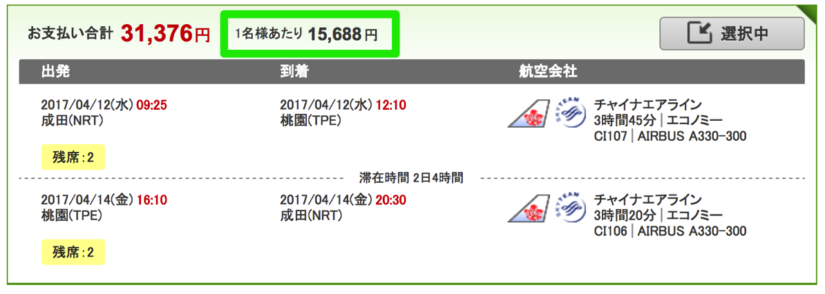 台北3日間ツアーが1人あたり15,688円