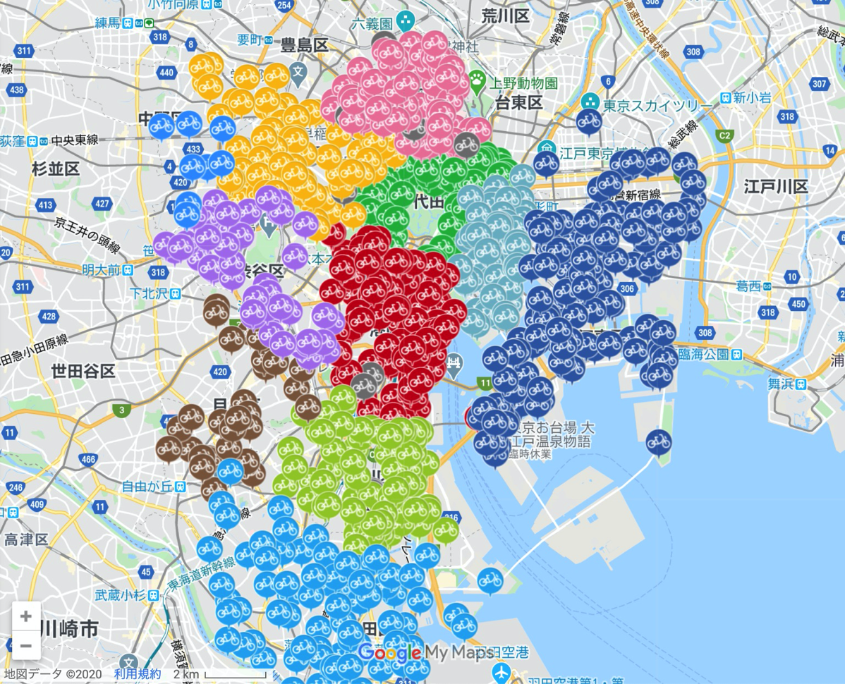 東京都11区（連携エリア）のポートマップ