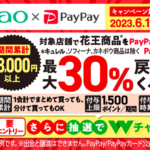 PayPay×花王の30%還元キャンペーン、期間中に累計3,000円以上で対象に