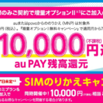 【UQ mobile】SIM単体をMNP契約で最大20,000円相当を還元、物理SIMも対象