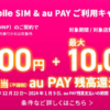 UQ mobile、SIM単体契約+au PAY利用で最大20,000円を還元（Web限定）
