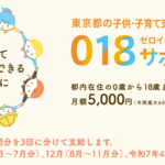 【東京都】子どもに月額5,000円を支給する「018サポート」を2024年度も継続