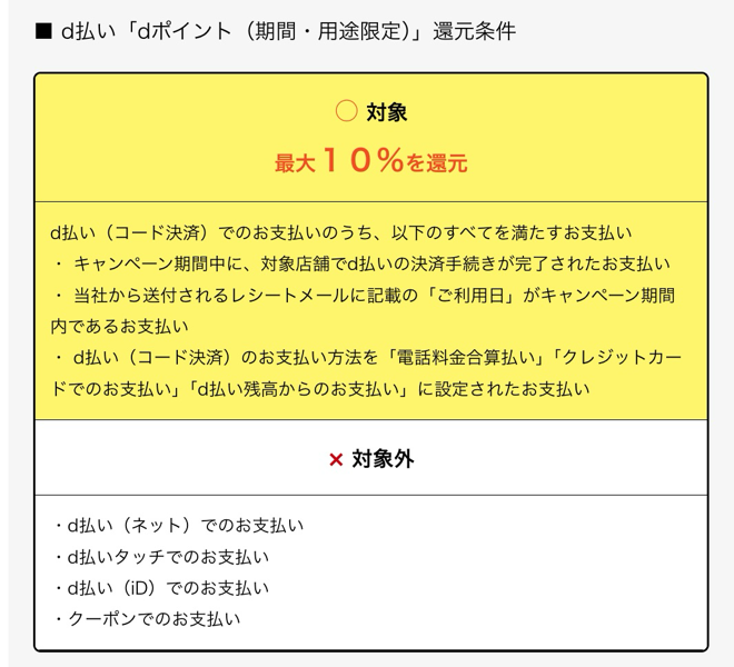 「d払い」還元の条件