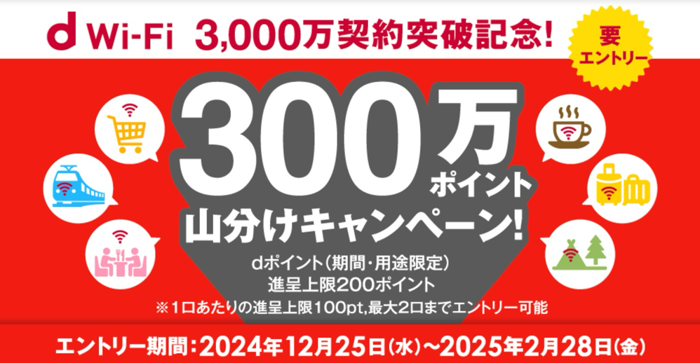 【d WiFi】300万ポイント山分けキャンペーン