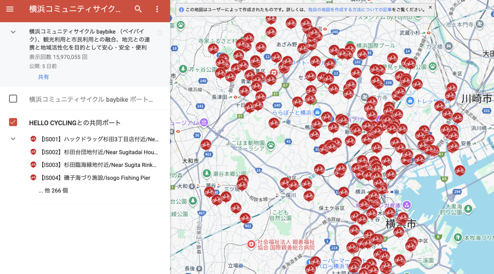 横浜市内の共用ポート（共用ポートのみ表示）
