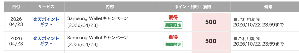 ポイントは即時反映される